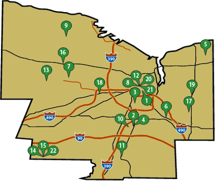 Map of agricultural events and festivals in Monroe county, New York