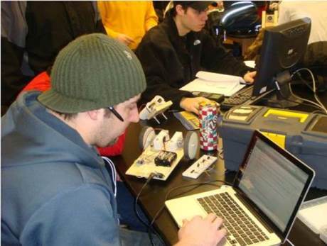 student working on laptop