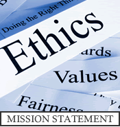 Certain values part of a mission statement.