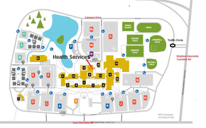 Detailed Brighton Campus Map with location of Health Services