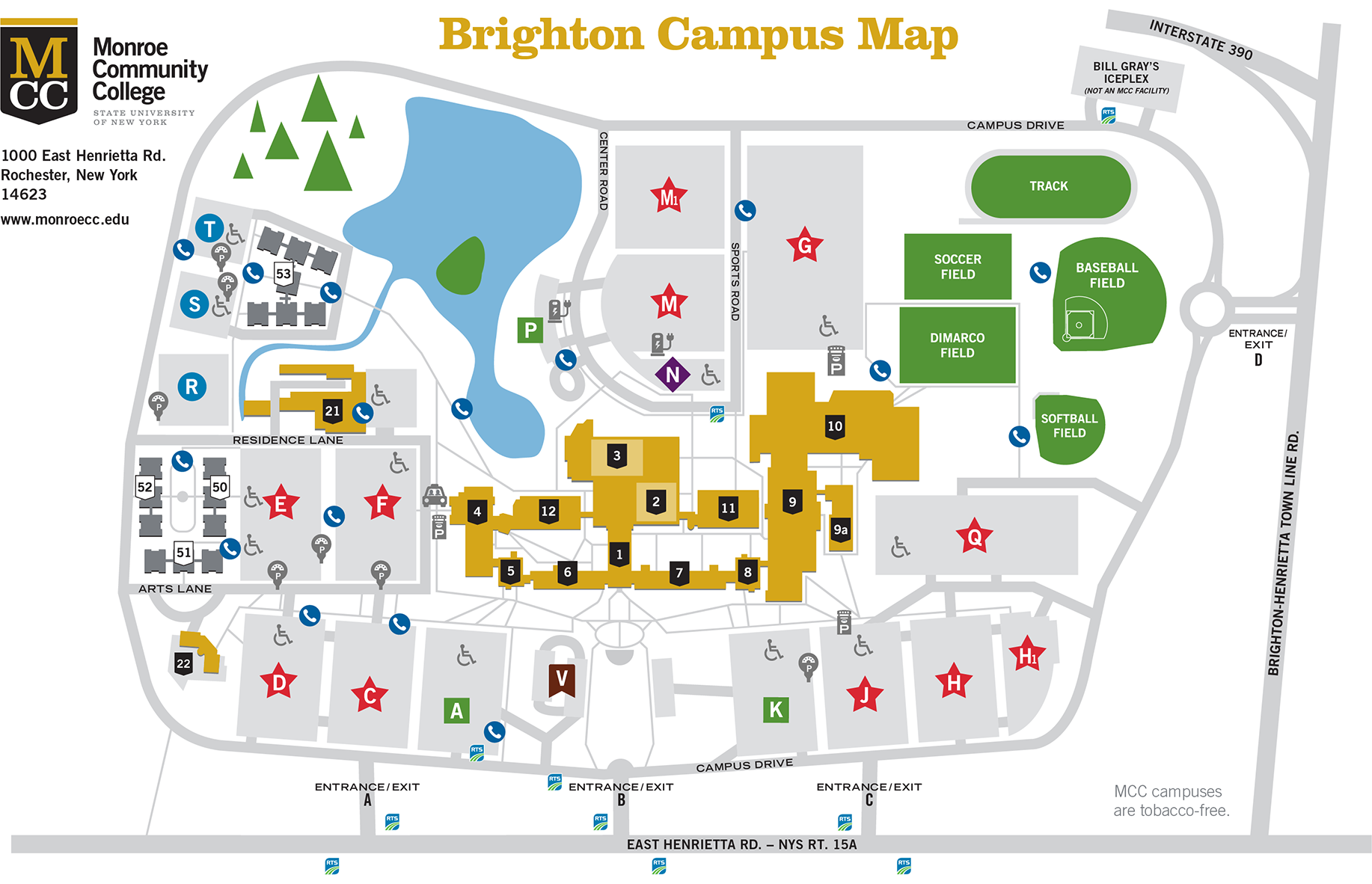 Illustrated map of MCC's Brighton Campus