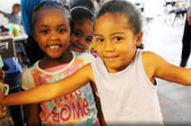 Young girls in line in early childhood classroom