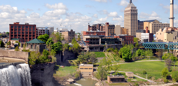 View of Downtown Rochester, NY from High Falls