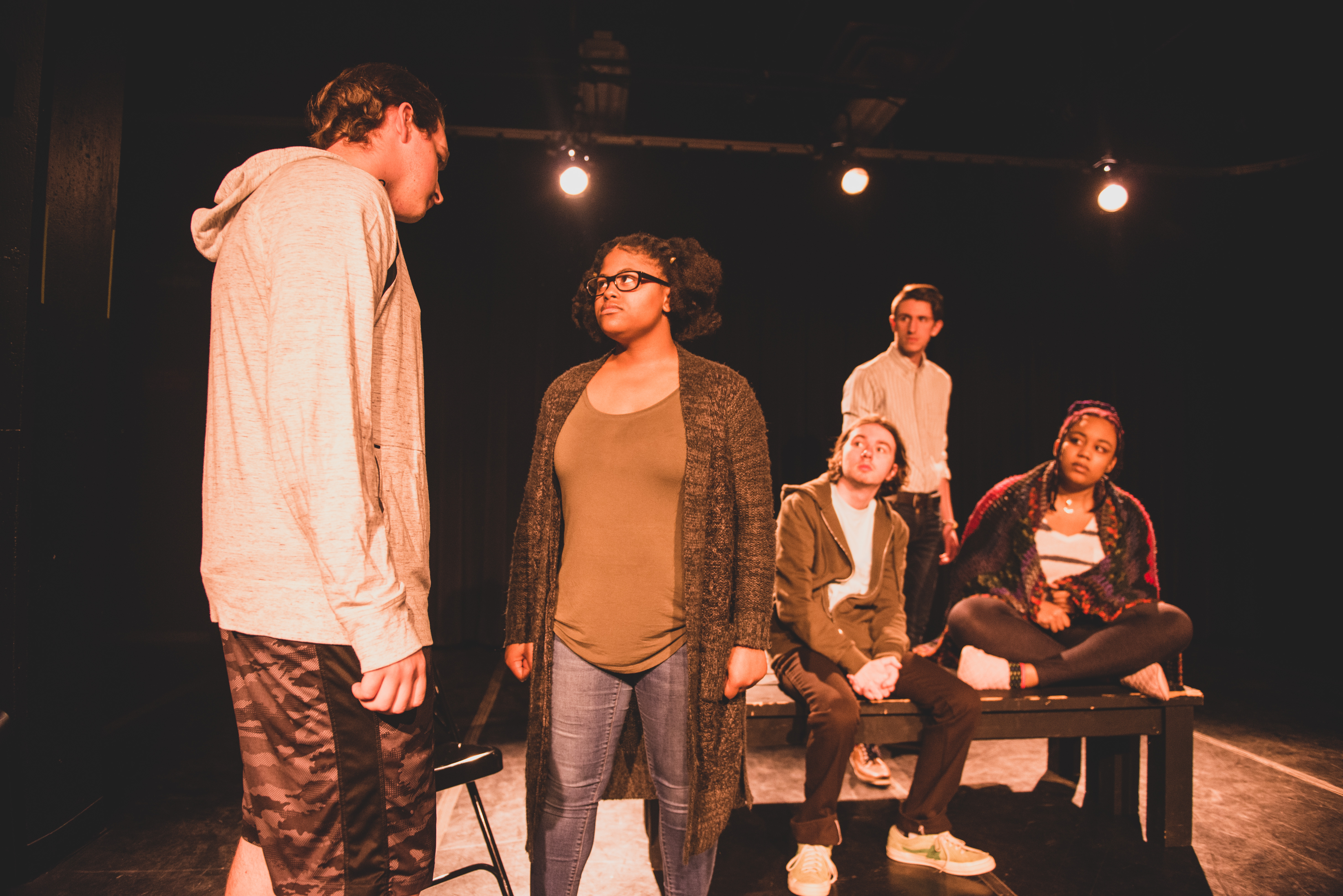 Group of five theater students