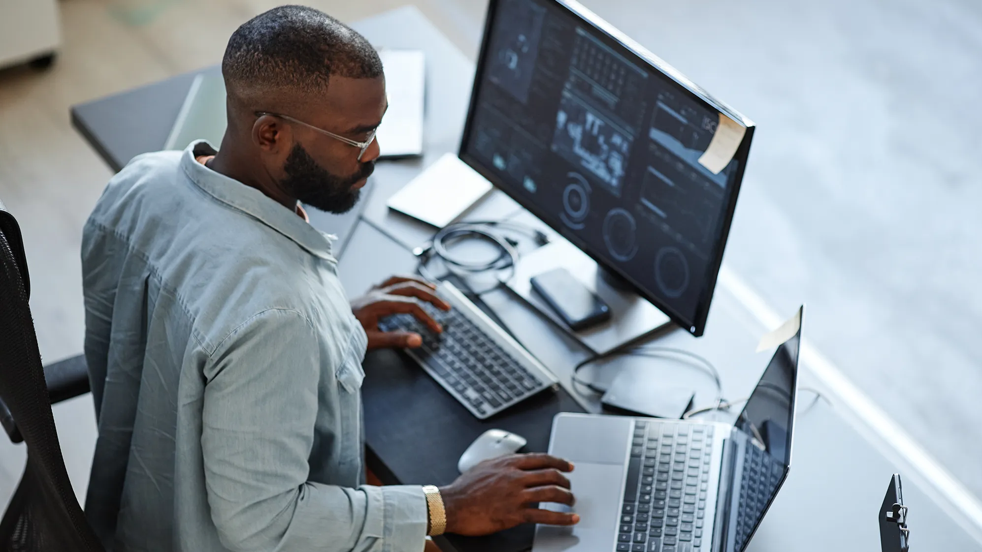 A student sitting at a computer