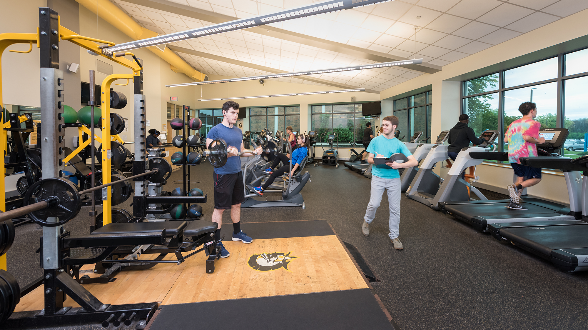 people working out in a gym