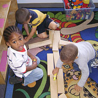 Children building with blocks