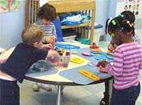 Children working at a table