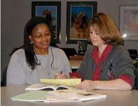 Photo of a teacher advising a student