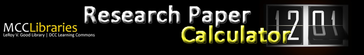 Research Paper Calculator Research Paper Calculator