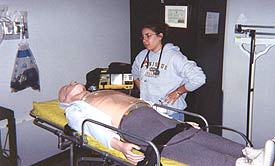 Photo of student in lab during practical exam