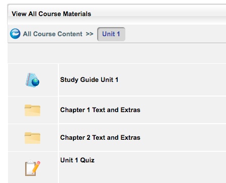 Image of MyPsychLab Unit folder expanded