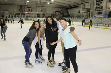 students ice skating