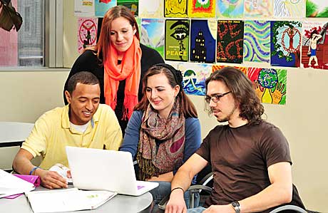 Picture of students studying in open common area