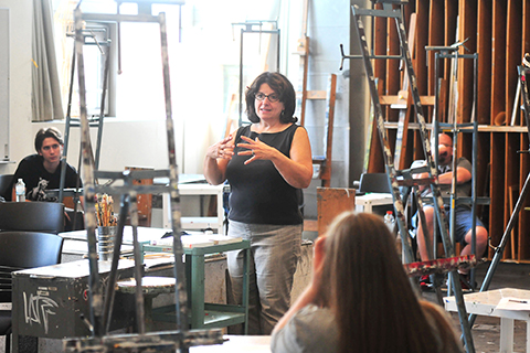 Instructor lecturing in Art Studio