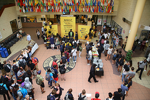 Students in Campus Center gathering