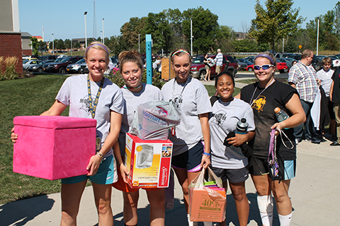 Students Moving into residence halls