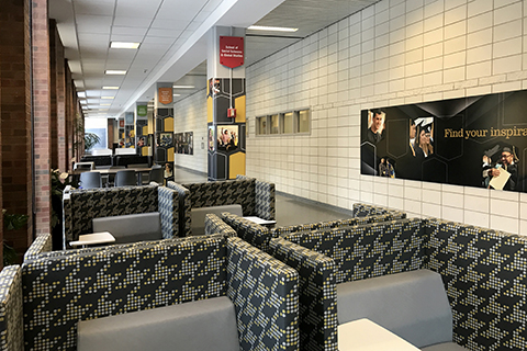 newly-renovated study space provides students a bright, cheery place to plug in a laptop