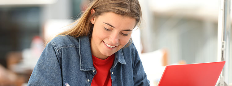 student studying at a computer