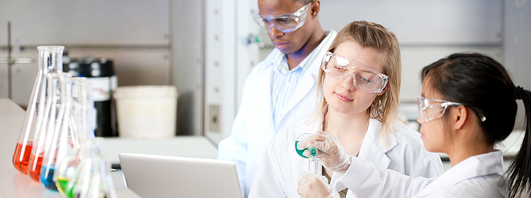 Students working in a medical lab