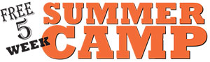 Graphic with the text - Free 5 week Summer Camp