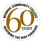 Emblem recognizing Monroe Community College's 60 years of existence - Inspiring the way forward