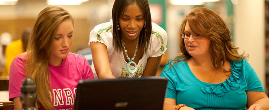 Girls at a computer