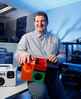 MCC scholarship recipient Connor Klute in engineering lab
