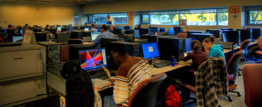 Photo of students at computers in the ELC