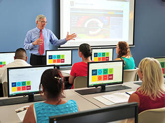 Professor teaching in workforce development classroom