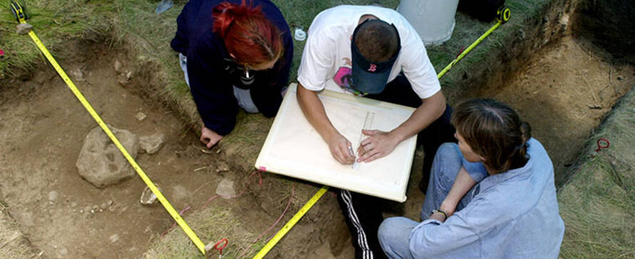 Photo of students working together