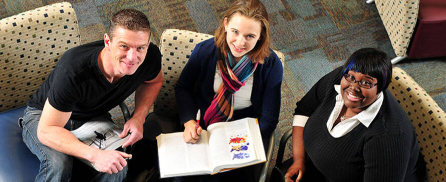 students looking up at the camera