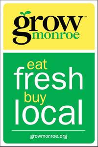 Grow Monroe logo with large text at bottom : eat fresh, buy local
