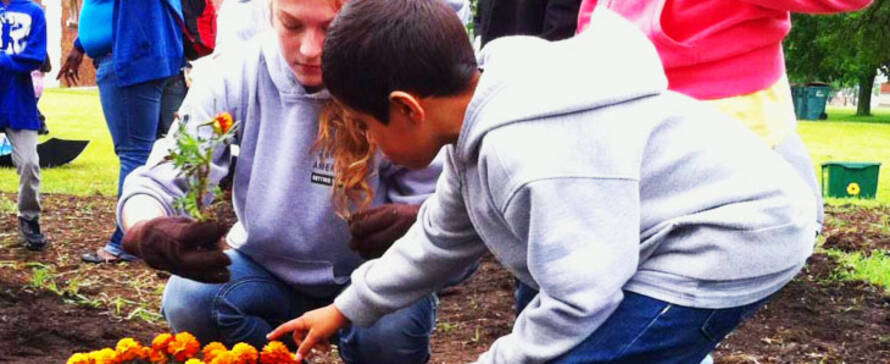 Children gardening