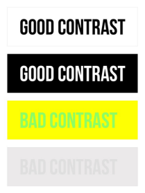 Four examples of varying contrast levels with two good examples and two bad examples.
