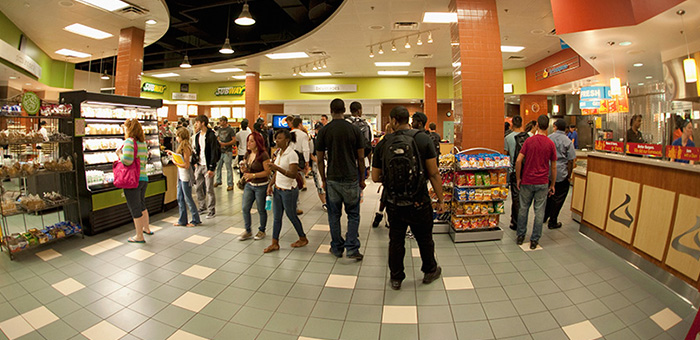 The Marketplace cafeteria and dining all on the Brighton Campus.